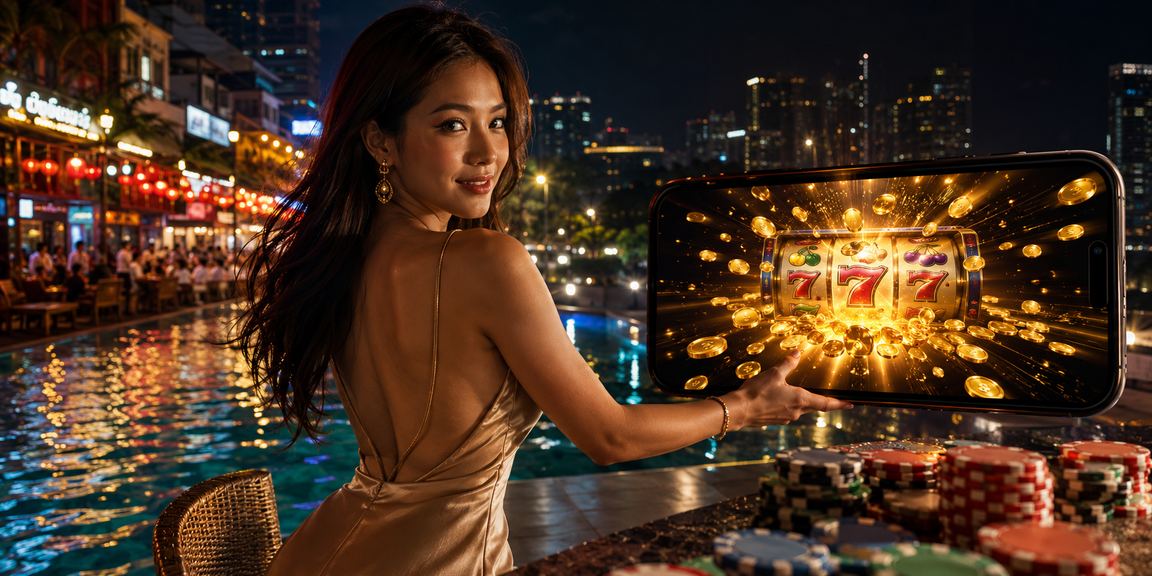 Permainan slot jackpot bergaya Kuala Lumpur dengan suasana malam yang bercahaya